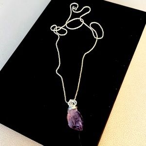 Amethyst Crystal and silver necklace